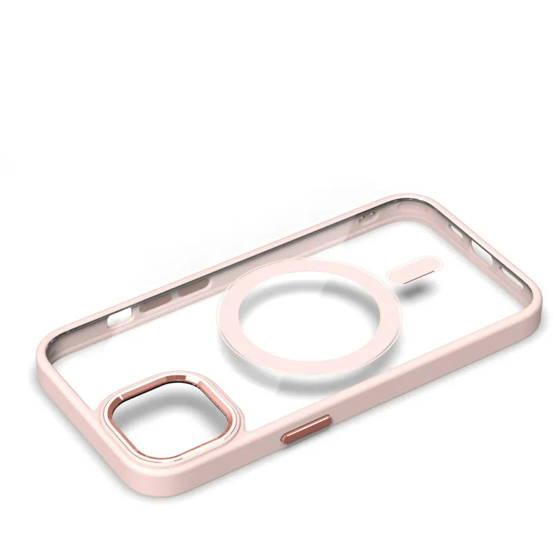 Apple IPHONE 15 Coloured Bumper Magsafe Transparent Case with Colored Bumper and Magsafe