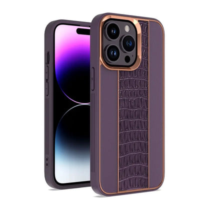 Apple iPhone 14 Pro Max Leather Chrome Case Chrome borders and Leather back protective case